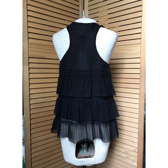 DVF DIANE von FURSTENBERG Black Maurice SILK & LACE TOP Size 6 NWT - Picture 2 of 5